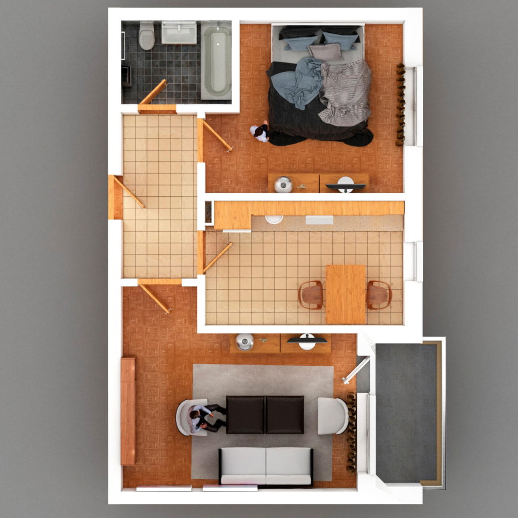 3D architecture floor plan rendering
